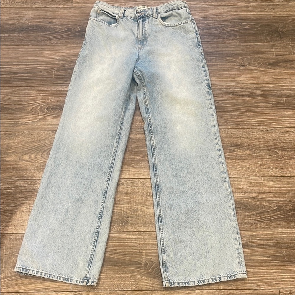 Free People Light Blue Wide-Leg Jeans size 28 Free Bird Blue